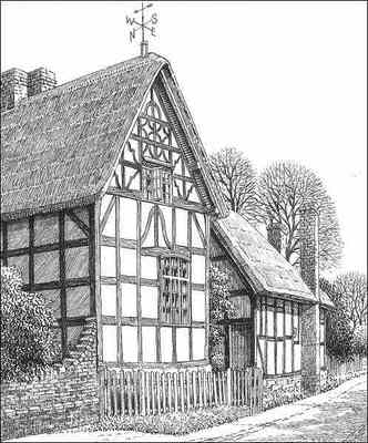 Abbots Morton, cottages, Worcestershire