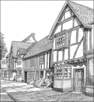 Henley in Arden, timbered houses, Warwickshire