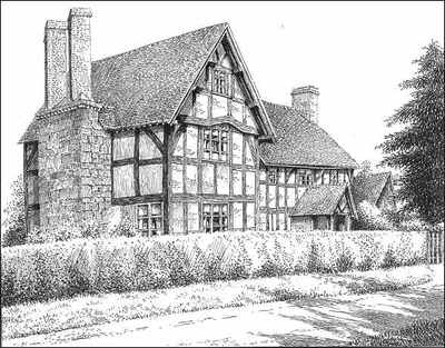 Nether Whitacre, timbered house, Warwickshire